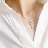 925 Silver Zircon Key Necklace for Women