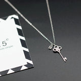 925 Silver Zircon Key Necklace for Women