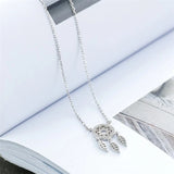 925 Silver Zircon Feather Dream Catcher Necklace Women Gift