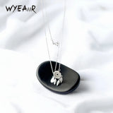 925 Silver Zircon Feather Dream Catcher Necklace Women Gift