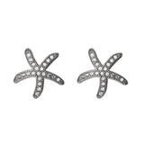 925 Sterling Silver Zircon Stars Starfish Sweet Earrings