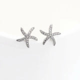 925 Sterling Silver Zircon Stars Starfish Sweet Earrings