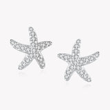 925 Sterling Silver Zircon Stars Starfish Sweet Earrings