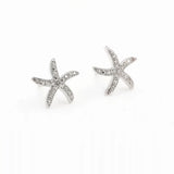 925 Sterling Silver Zircon Stars Starfish Sweet Earrings