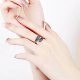 925 Silver Zircon Vintage Double Head Snake Resizable Opening Ring