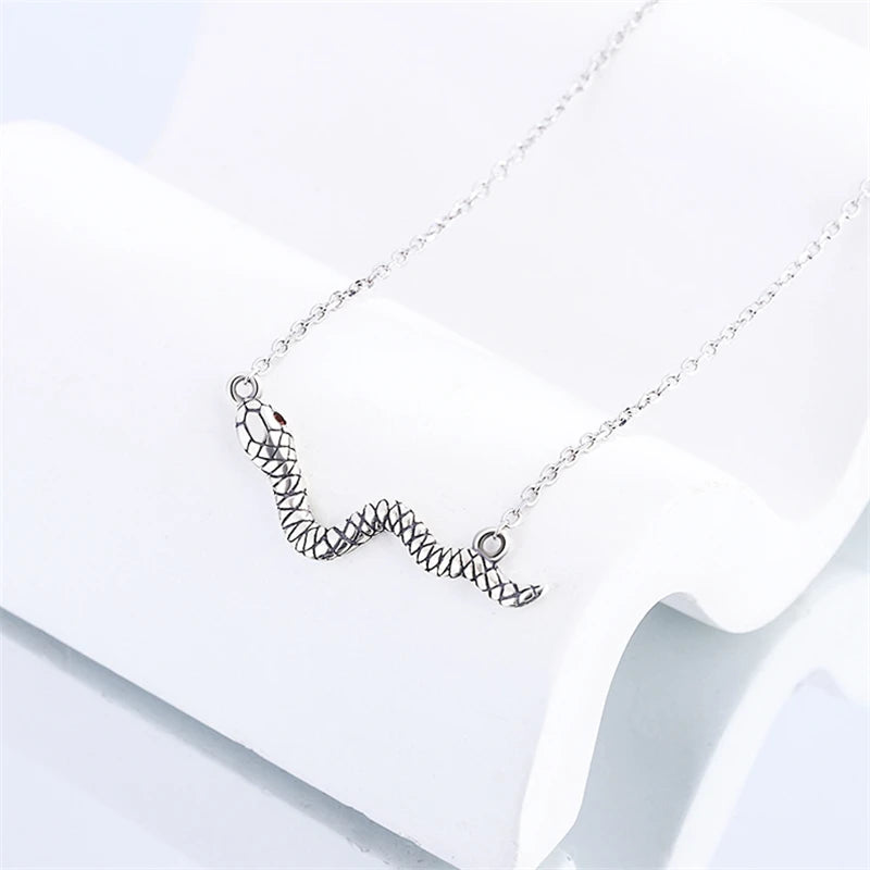 925 Silver Vintage Snake Necklace for Women Party Gift