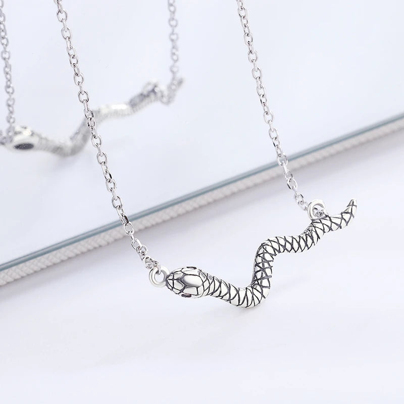 925 Silver Vintage Snake Necklace for Women Party Gift