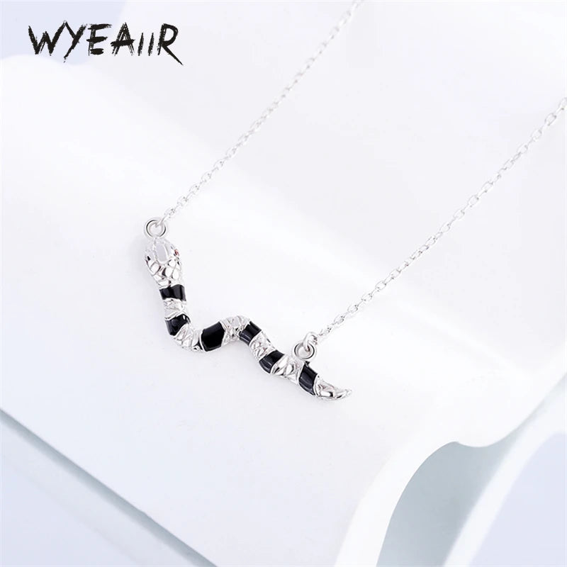 Vintage Thai silver Drop Glaze Snake Necklace For Women