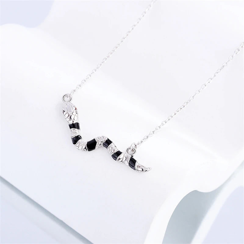 Vintage Thai silver Drop Glaze Snake Necklace For Women