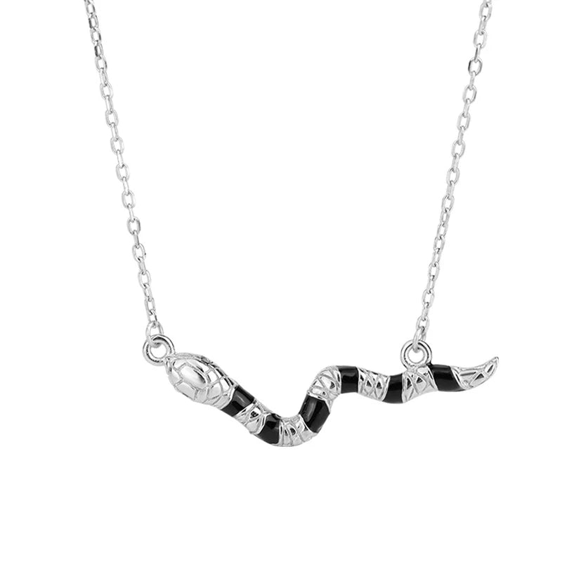 Vintage Thai silver Drop Glaze Snake Necklace For Women