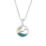 925 Silver Sea Mountain Wave Necklace for Women Party Gift