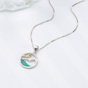 925 Silver Sea Mountain Wave Necklace for Women Party Gift