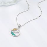 925 Silver Sea Mountain Wave Necklace for Women Party Gift