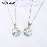 925 Silver Sea Mountain Wave Necklace for Women Party Gift