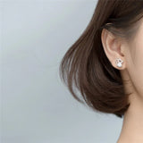 925 Silver Zodiac Mouse Crystal Sweet Earrings