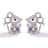 925 Silver Zodiac Mouse Crystal Sweet Earrings