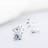 925 Silver Zodiac Mouse Crystal Sweet Earrings
