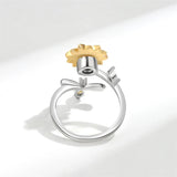 Rotatable Bee Sunflower 925 Silver Ring for Women