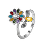 Colorful Zircon Rotatable 925 Sterling Silver Ring For Women