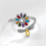 Colorful Zircon Rotatable 925 Sterling Silver Ring For Women