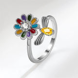 Colorful Zircon Rotatable 925 Sterling Silver Ring For Women