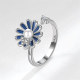Chrysanthemum Zircon 925 Silver Ring for Women
