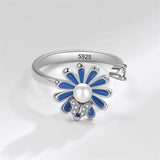 Chrysanthemum Zircon 925 Silver Ring for Women