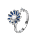 Chrysanthemum Zircon 925 Silver Ring for Women