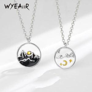 Mountain Sea Oath 925 Silver Pendant Necklace For Women