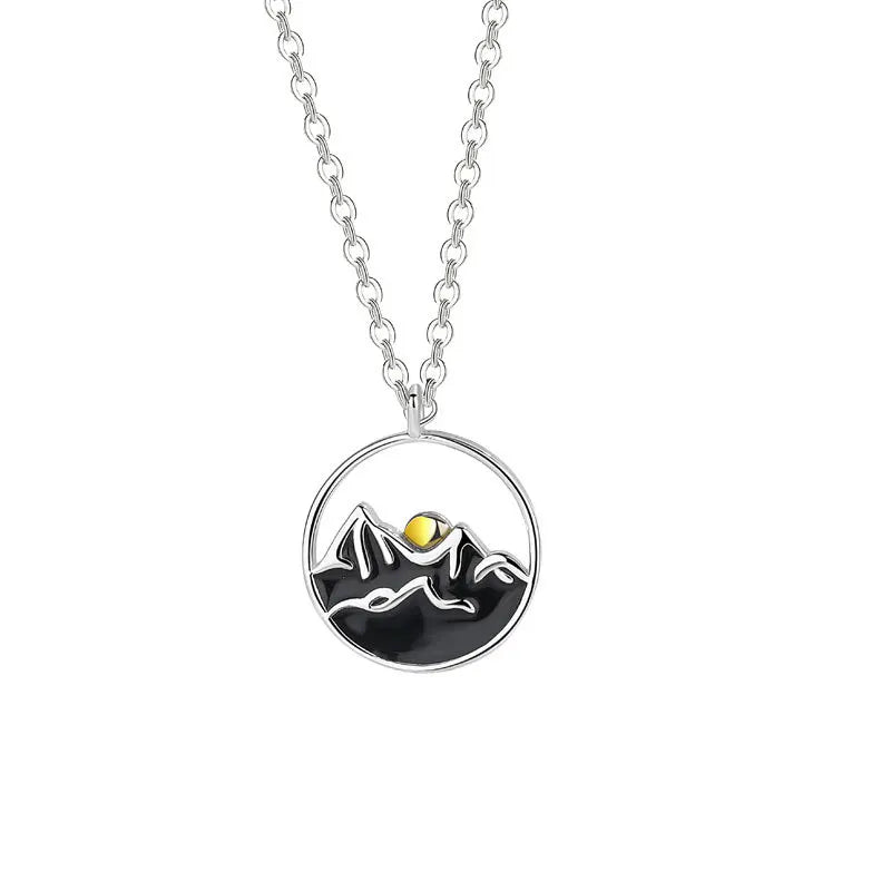 Mountain Sea Oath 925 Silver Pendant Necklace For Women