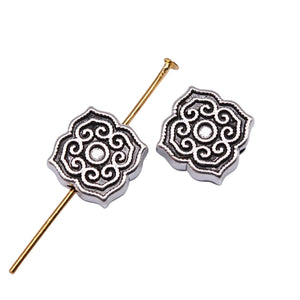10pcs Flower Small Hole Bead Charms Antique Silver