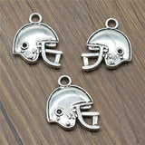 10pcs Football Helmet Charms Antique Silver Jewelry Findings