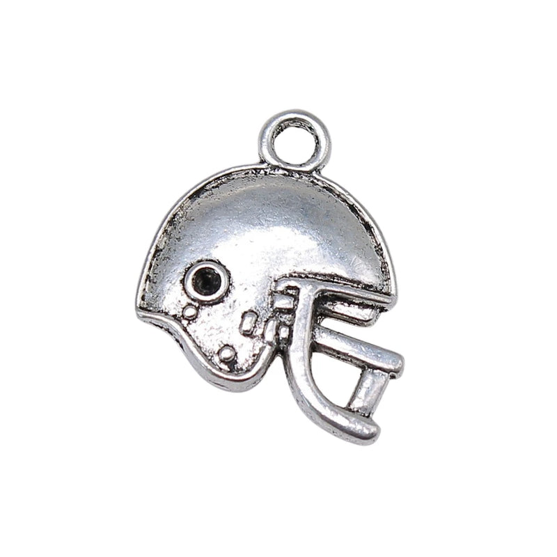 10pcs Football Helmet Charms Antique Silver Jewelry Findings