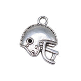10pcs Football Helmet Charms Antique Silver Jewelry Findings