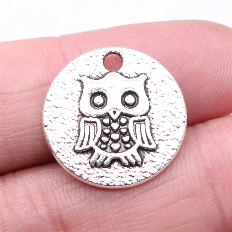 10pcs Owl Charms 20x20mm Antique Silver Pendants Jewelry Accessories