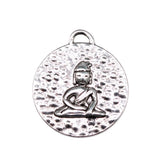 10pcs 22x20mm Round Sitting Buddha Charms Silver Jewelry Findings