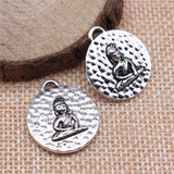 10pcs 22x20mm Round Sitting Buddha Charms Silver Jewelry Findings