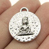 10pcs 22x20mm Round Sitting Buddha Charms Silver Jewelry Findings