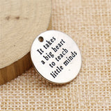 10pcs Big Heart Teach Little Minds Charms Antique Silver Jewelry Making