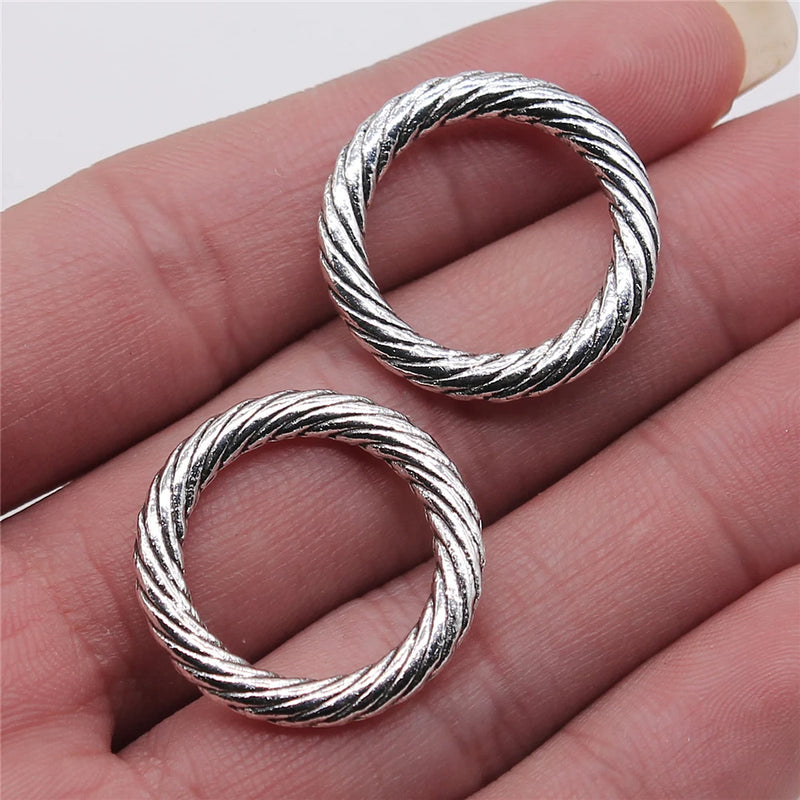 10pcs 24x24mm Ring Pendant Charms Antique Silver Zinc Alloy Jewelry Findings