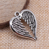 10pcs Angel Wings Heart Pendant Charms Antique Silver For Jewelry Making