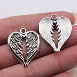 10pcs Angel Wings Heart Pendant Charms Antique Silver For Jewelry Making