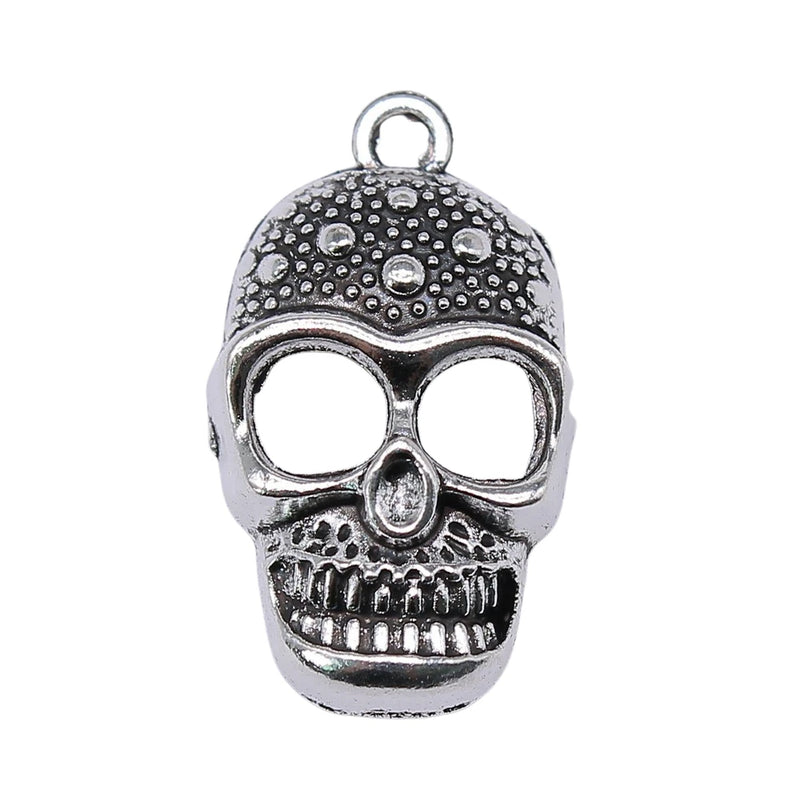 10pcs Skull Charms Antique Silver Zinc Alloy DIY Jewelry Findings