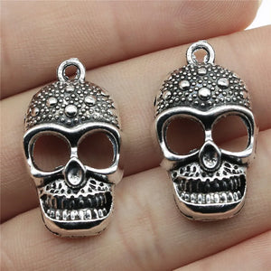 10pcs Skull Charms Antique Silver Zinc Alloy DIY Jewelry Findings