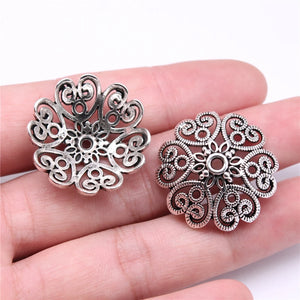10pcs 29x29x9mm Bead Caps Antique Silver DIY Jewelry Findings