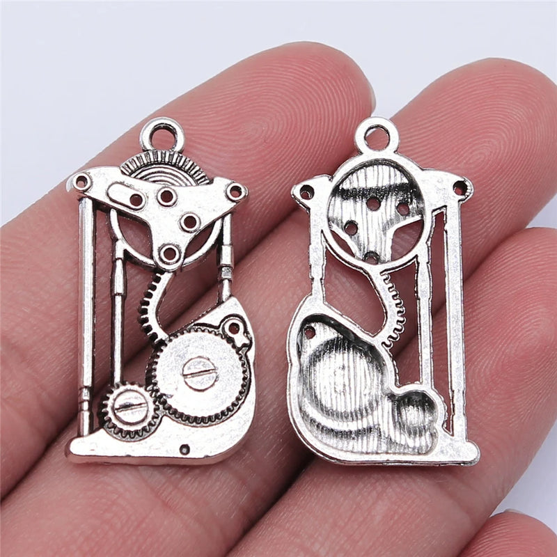 10pcs Antique Silver Engine Charms Pendant For Jewelry Making