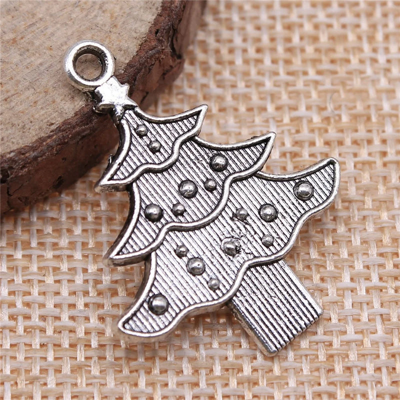 10pcs Christmas Tree Charms Antique Silver Jewelry Pendant Accessories