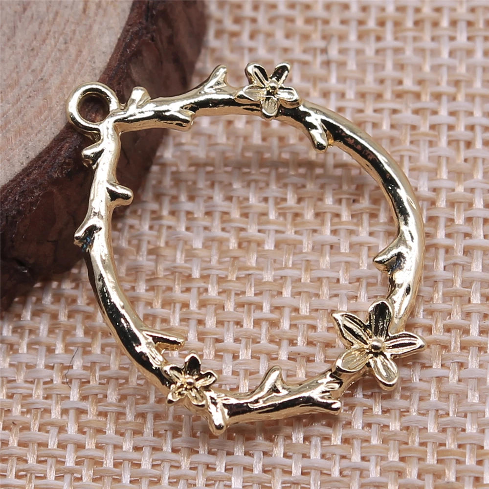 10pcs 34x25mm Wreath Charms Pendant Jewelry Making Earring Accessories