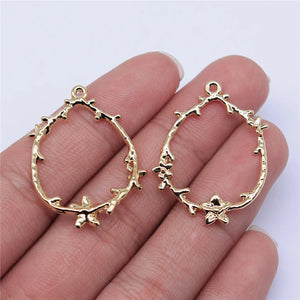 10pcs 34x25mm Wreath Charms Pendant Jewelry Making Earring Accessories