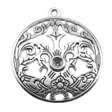 10pcs Round Hollow Flower Pattern Charms Antique Silver Jewelry Findings